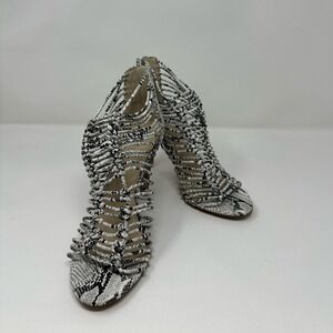 Vince Camuto Asandra Print Cage Stiletto Heels Ankle Boots Zipper Women's size 7